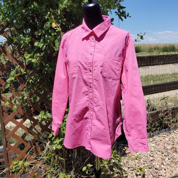 Wendy Williams Pink Collared Button Down Shirt with Cuffed Sleeves Size Large - Picture 14 of 16
